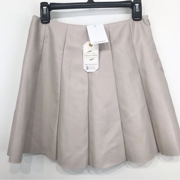 Love Riche Dresses & Skirts - Love Riche Light Taupe Tan Faux Leather Skater Mini Skirt NEW